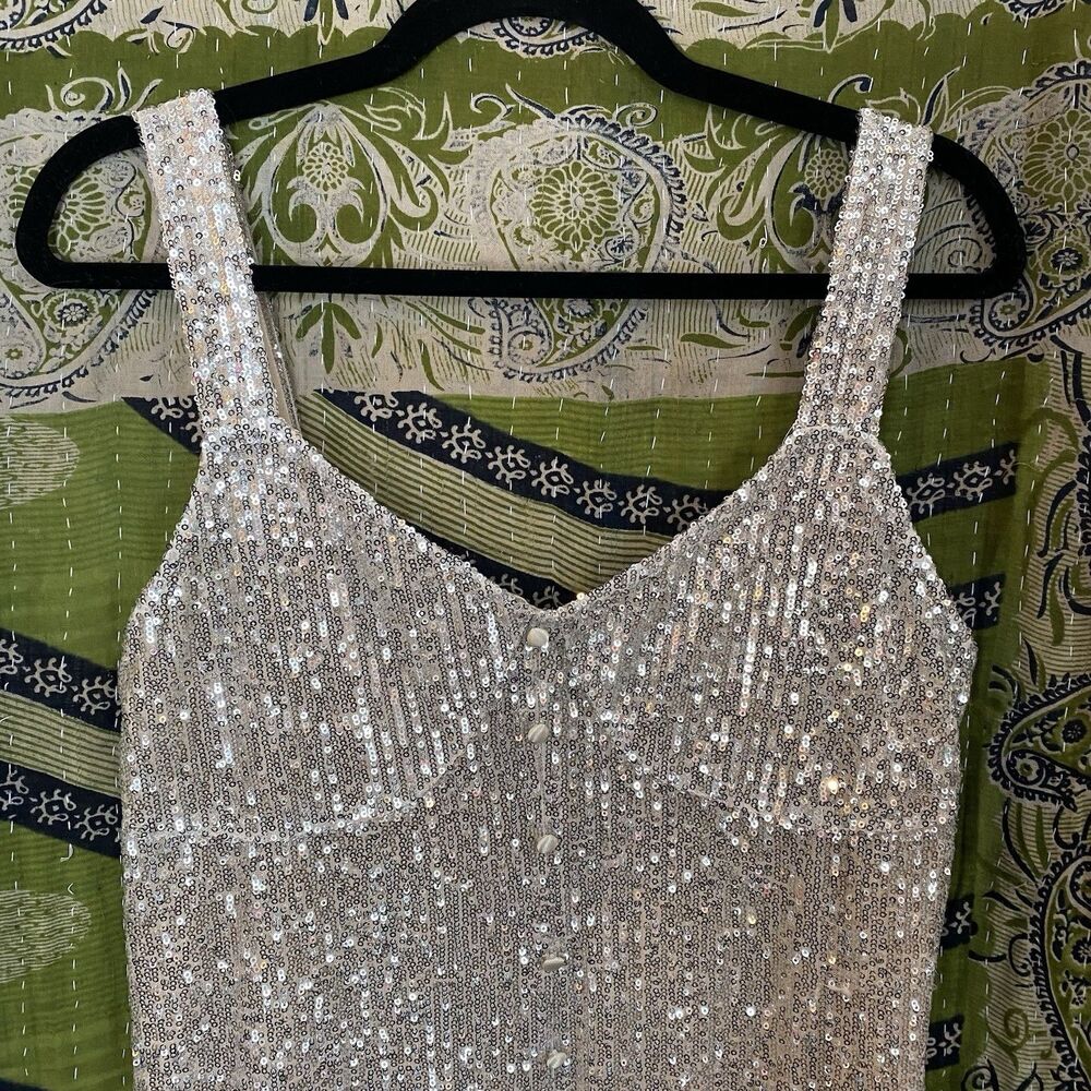 NWT Zara Trafaluc Silver Sequin Midi Dress Size Medium - Picture 4 of 16